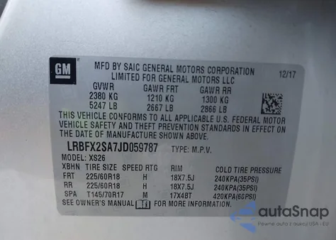 2018 Buick Envision Essence from USA, damaged, VIN LRBFX2SA7JD059787